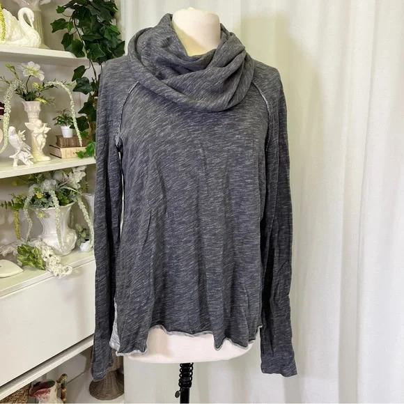 Free People Beach Cowl Neck Tee Grey - Picture 1 of 10